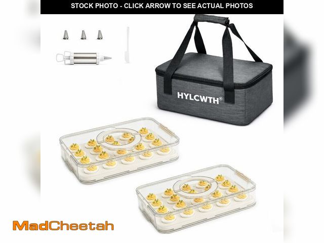 Lot 74-13620924 - 2 Pack Deviled Egg Containers with Lid, Durable Deviled Egg Platter, Fridge Portable Egg Tray with L...