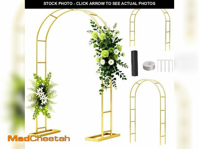 Lot 74-14263966 - 6.6FT Metal Wedding Arch Stand Gold Square Arched Backdrop FrameÃ¯Â¼ÅAssemble Freely 3 Sizes,Metal ...