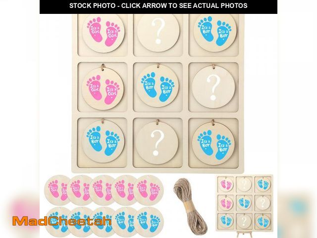 Lot 74-12216088 - Geetery Gender Reveal Table Board Game Wooden Gender Reveal Board with 10 Game Chips 1 Twine and 1 S...