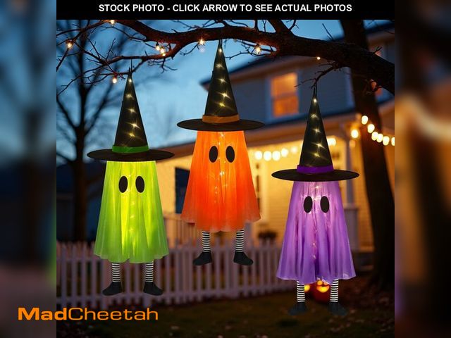 Lot 74-12699811 - DAZONGE Halloween Decorations Outdoor, 3 Packs Hanging Ghost Halloween Decor with String Lights Batt...
