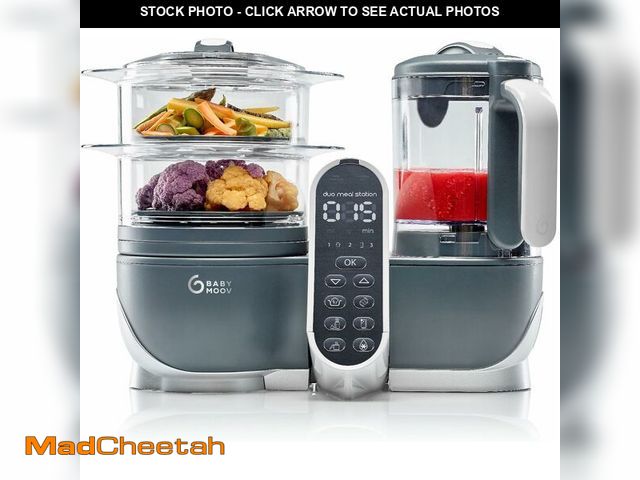 Lot 74-13562223 - Babymoov Duo Meal Station Grey: Multi-Speed Baby Food Maker Steamer and Puree Blender, Baby Food Pro...