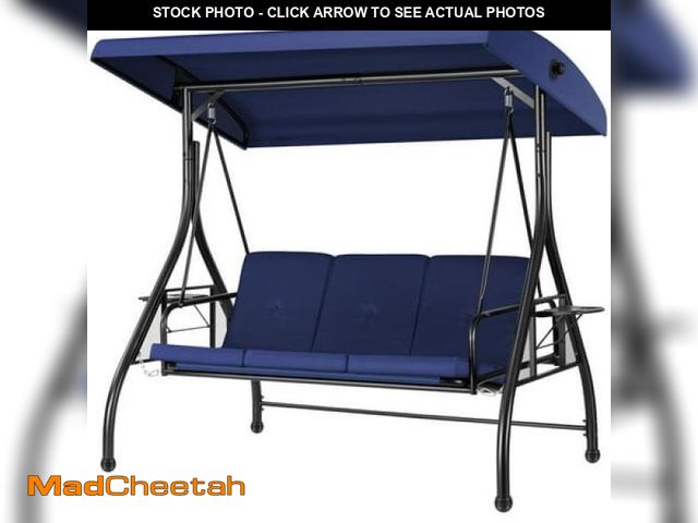 Lot 74-12270703 - VIVOHOME 3-Seat Outdoor Converting Swing Chair with Canopy  Outdoor Porch Swing Chair with Stand - N...