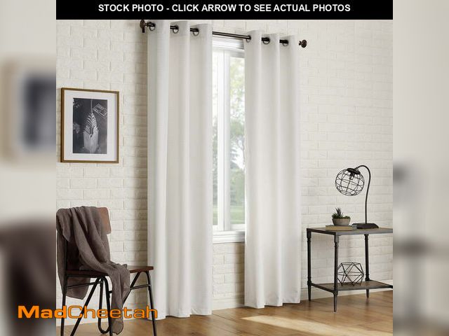 Lot 74-12885894 - Sun Zero Arlo 2-Piece Textured Thermal Insulated Room Darkening Grommet Curtain Panel Pair, Pearl Wh...