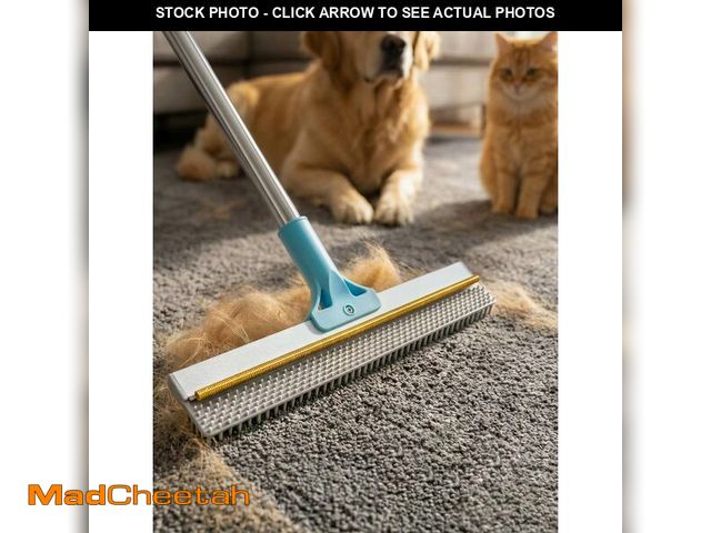 Lot 74-14145786 - Carpet Rake for Pet Hair Removal: DELOMO Carpet Scraper Broom with 54Ã¢â¬Â Adjustable Long Handle,...
