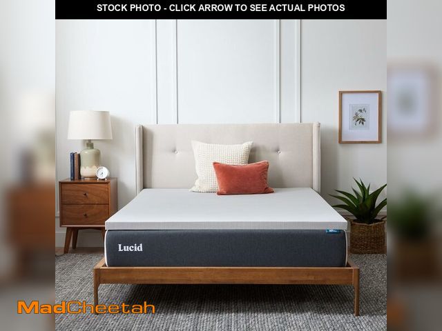 Lot 74-13041505 - Lucid 2 Inch Ventilated Bamboo Charcoal Memory Foam Mattress Topper, CertiPUR-US Certified, Moisture...