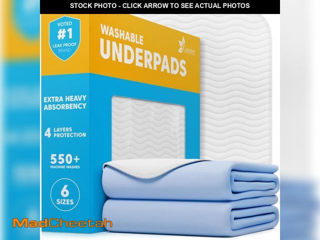 Lot 74-11550672 - GREEN LIFESTYLE Washable Underpads - Large Bed Pads for use as Incontinence Bed Pads, Reusable Pet P...