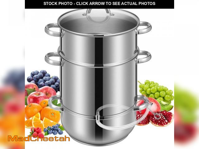 Lot 74-12154385 - VIVOHOME Stainless Steel Steam Jucier Extractor Fruit Vegetables Juicer Steamer Pot 11 Qt with Tempe...