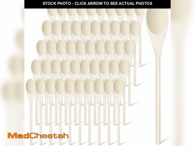 Lot 74-14058827 - Eaasty 50 Pcs 9.8 Inch Wooden Spoons Bulk for Cooking Handle Long Wooden Spoons Stirring Spoons Oval...