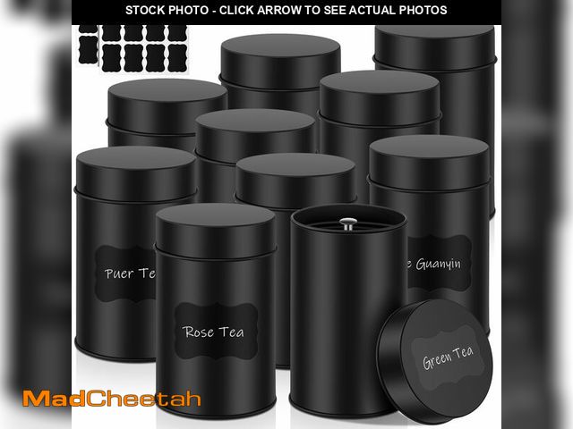 Lot 74-12706304 - Tanlade 10 Pcs Tea Tin Canister Metal Round Can with Airtight Lid Double Sealed Tea Tin Canisters, w...