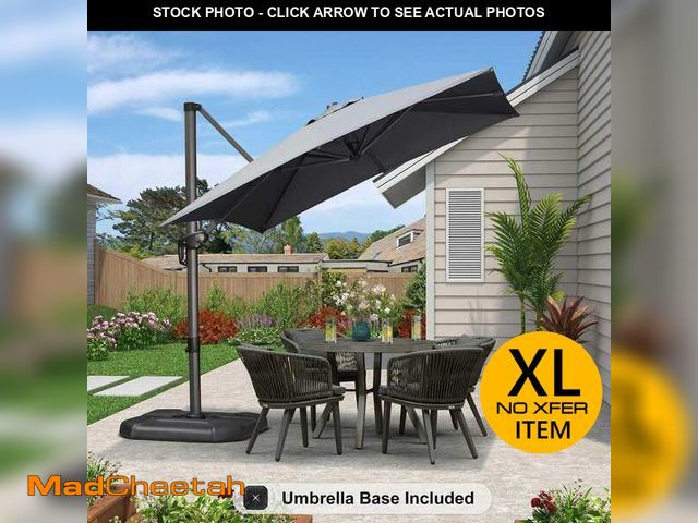 Lot 74-12659636 - PURPLE LEAF 8 ft. Square Aluminum Outdoor Patio Cantilever Umbrella Offset 360ÃâÃÂ° Rotation Umb...