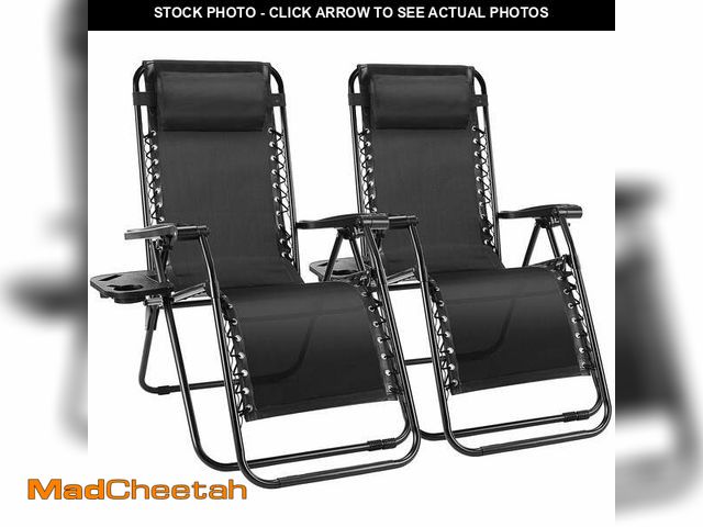Lot 74-14324194 - EDX Zero Gravity Chair Outdoor Lounge Chair?Suitable for Beach Terrace Pool Patio, Black 2-Pack - UN...