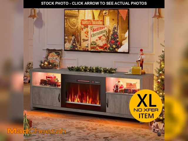 Lot 74-12992814 - Bestier 70 in. Wash Grey LED TV Stand Fits TV's Up to 75 in. Entertainment Center with Fireplace and...
