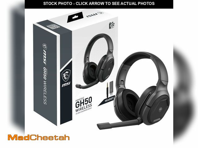 Lot 74-12703912 - MSI Immerse GH50 Wireless Gaming Headset Ã¢â¬â 22 Hr Battery Life, 50mm Neodymium Drivers, Detach...