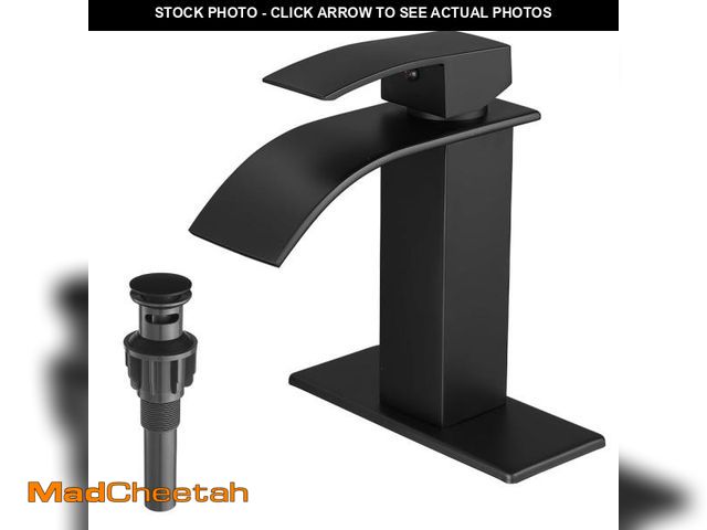 Lot 74-12444089 - VOTON Black Bathroom Faucets Modern Waterfall Bathroom Sink Faucet Matte Black Single Handle Bathroo...