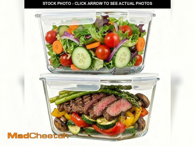 Lot 74-14060407 - Hontent 2 Pack Large Glass Storage Containers with Lids 85oz/10.5cup Big Airtight Glass Food Storage...