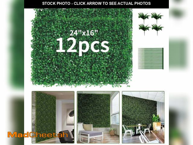 Lot 74-14585311 - Yonopro 16"X24"Artificial Grass Wall, 12Pcs Boxwood Hedge Wall Panels UV-Anti Grass Backdrop Wall De...