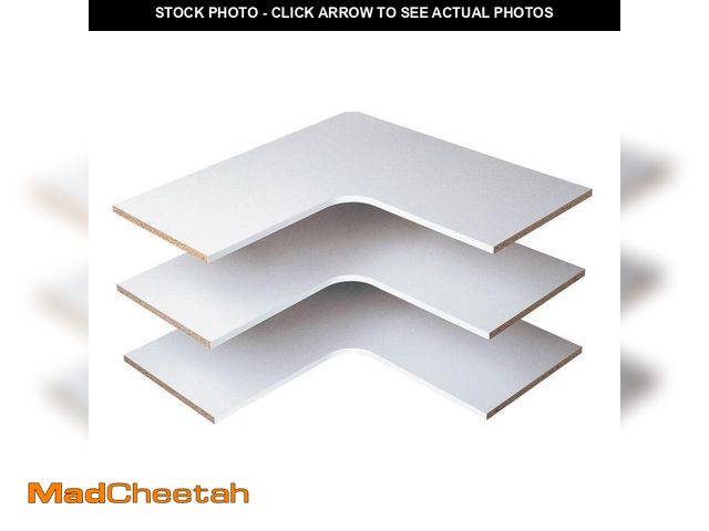 Lot 74-12559573 - Closet Evolution 30 in. D x 30 in. W Classic White Wood Corner Shelf (3-Pack) - UNUSED