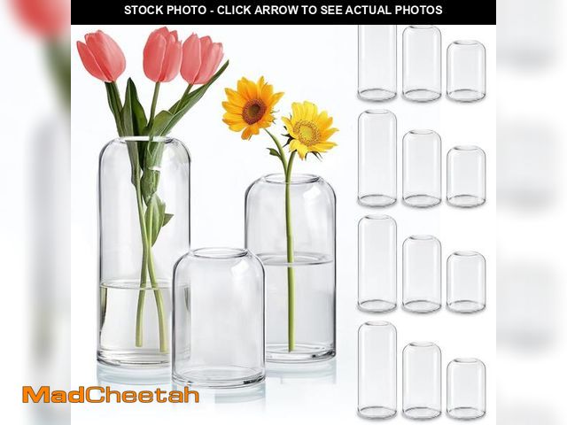 Lot 74-11548338 - ComSaf Small Flower Vase Set of 15, Glass Bud Vases in Bulk, Clear Vases for Flower, Decor Centerpie...