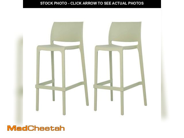 Lot 74-12692512 - *DIRTY/SCRATCHED* Lagoon Sensilla Wasabi Green 40.60 in. Low Back Resin Stackable Bar Stool (Set of ...