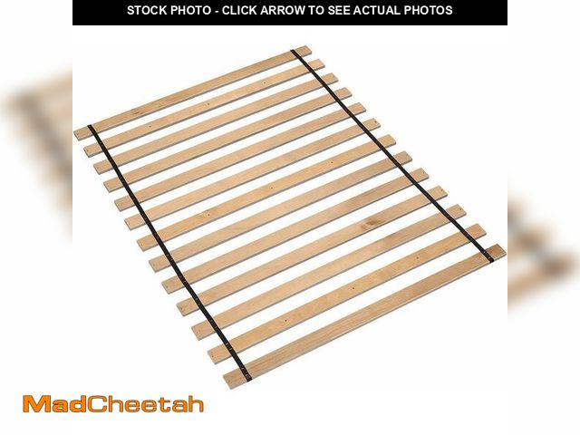Lot 74-14360515 - Signature Design by Ashley Wooden Mattress Support Bunkie Board Roll Slat with Nylon Cord, Full, Bei...