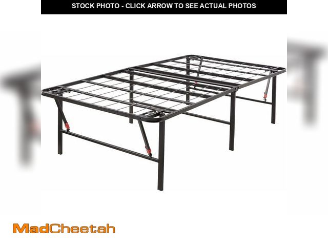 Lot 74-13041890 - Basics Foldable Metal Platform Bed Frame with Tool Free Setup, 18 Inches High, Sturdy Steel Frame, N...