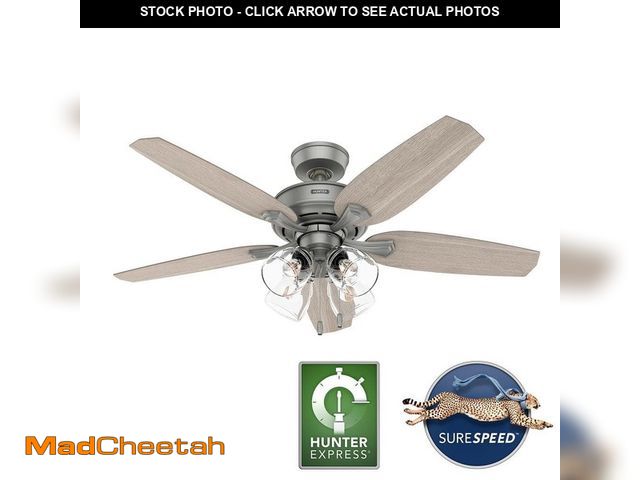 Lot 74-12557424 - Hunter Channing 52 in. Hunter Express Indoor Matte Silver Ceiling Fan with Light Kit Included - UNUS...