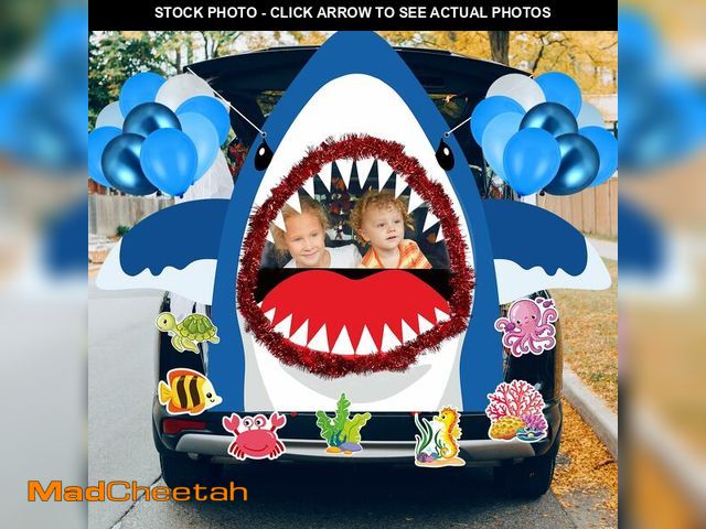 Lot 74-12972902 - Halloween Trunk or Treat Car Decorations Shark Shaped Backdrop Car Decor Set Under The Sea Trunk Bac...