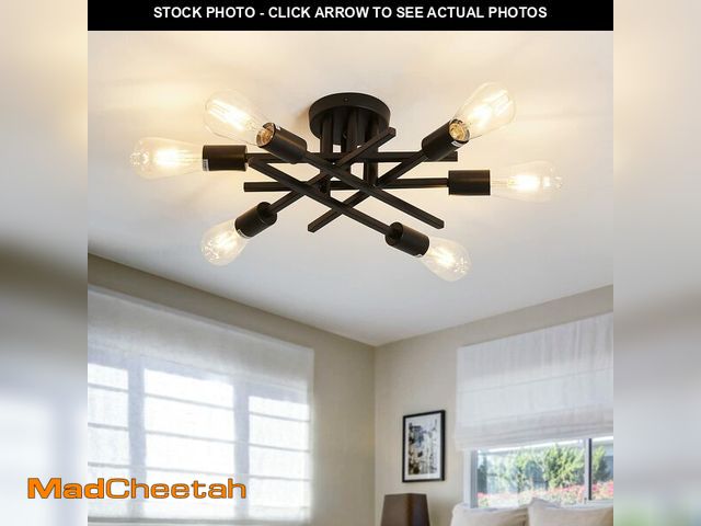 Lot 74-13540262 - ASGYISA Semi Flush Mount Modern Ceiling Light FixtureÃ¯Â¼Å 6 Lights Black Vintage Matte Sputnik Cha...