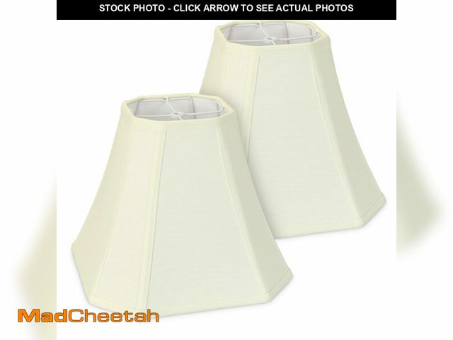 Lot 74-14425458 - DOLOOTA Lamp Shades Set of 2, Cream Medium (6.5" Top x 13" Bottom x 10.8" High), Octagonal Fabric Re...