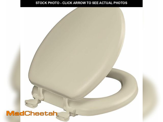Lot 74-13733858 - Mayfair Padded Toilet Seat, Cushioned Soft Vinyl over Wood Core Seat, Secure Hinges, Easy Clean, Mad...