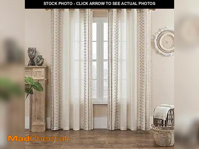 Lot 74-12128632 - Boho Curtains 72 Inches Long 2 Panels Set for Living Room Bedroom Grommet Neutral Natural Linen Curt...