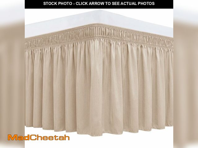Lot 74-12698818 - Biscaynebay Wrap Around Bed Skirts for Queen Beds 19" Long Drop, Sand Adjustable Elastic Dust Ruffle...