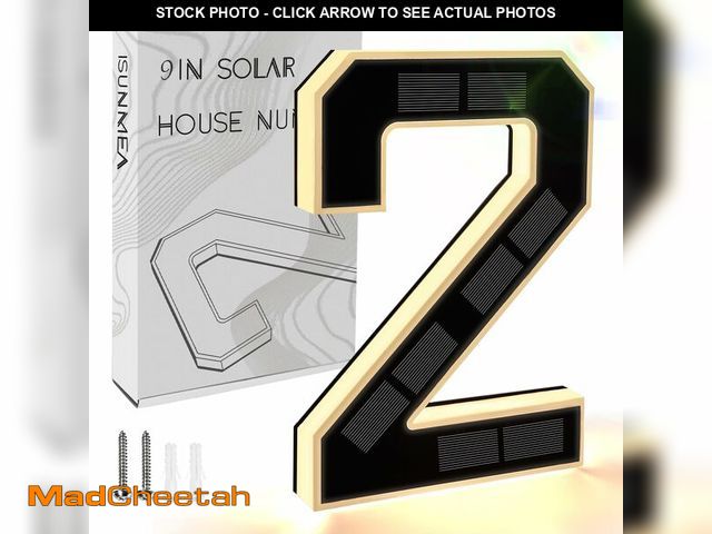 Lot 74-14060707 - ISUNMEA 9 Inch Solar Lighted House Numbers for Outside, Light Up Waterproof LED Address Numbers Sign...