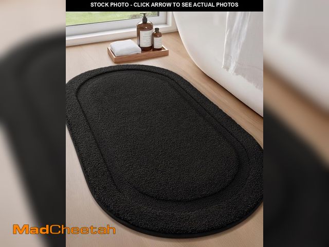 Lot 74-12325010 - Color&amp;Geometry Black Bathroom Rugs, Non Slip, Absorbent, Soft, Washable, Thick Bath Mat, 24"x43"...