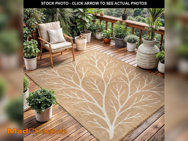 Lot 74-13802822 - Washable Indoor Outdoor Rug 5x7 Modern Area Rugs Branch Pattern Non Shedding Waterproof Easy Clean P...