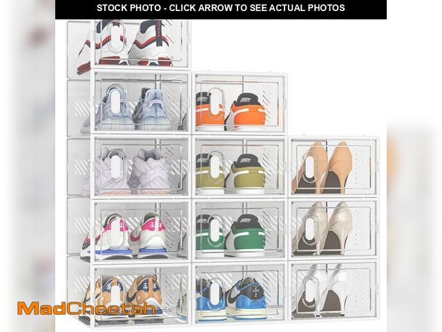 Lot 74-13965366 - SIMPDIY Shoe Storage, 12 Pack Shoe Organizer for Closet, Shoe Boxes Clear Plastic Stackable Shoe Con...