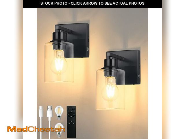 Lot 74-14341551 - Wireless Battery Operated Wall Sconce Set of Two with Remote Control - UNUSED