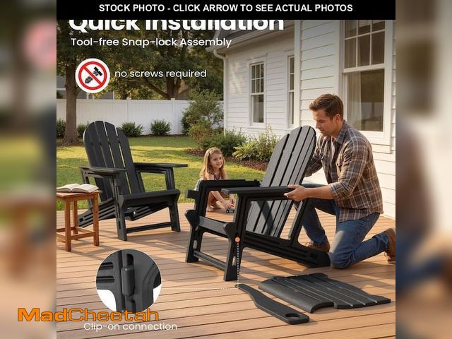 Lot 74-14394864 - 1-Piece Outdoor Black All-Weather HDPE Plastic Adirondack Chair for Patio and Garden - UNUSED
