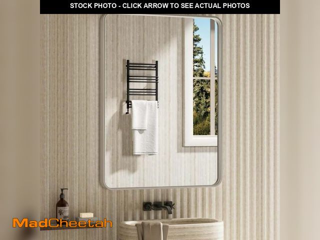 Lot 74-12887293 - Swafrrt Black Bathroom Vanity Mirror for Wall, 24x32 inch Metal Framed Wall Mirror Rectangular with ...