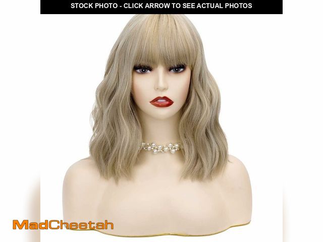 Lot 74-12506534 - TSNOMORE Mix Blonde Wig with Bangs Shoulder-length Wig for Women Halloween Costume Praty Cosplay Wig...