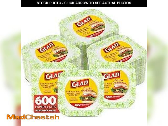 Lot 74-13835910 - Glad Square Heavy Duty Paper Plates, Soak Proof and Cut Proof Disposable Plates for Parties and Ever...