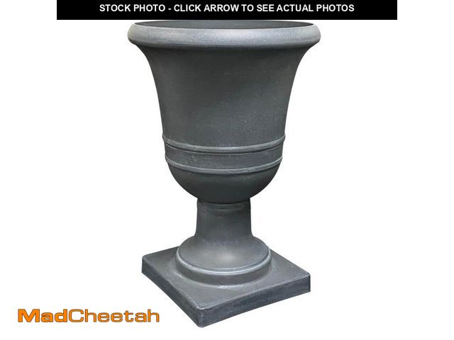 Lot 74-14292462 - CHG CLASSIC HOME &amp; GARDEN Norwich Large Dark Grey Resin Lightweight Urn Planter (15.94 in. L x 1...