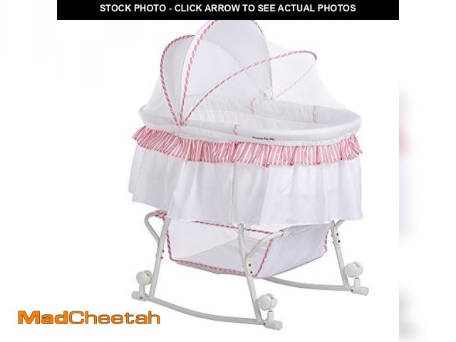 Lot 74-12367413 - Dream On Me Lacy Portable 2-in-1 Bassinet &amp; Cradle in Pink and White, Lightweight Baby Bassinet ...