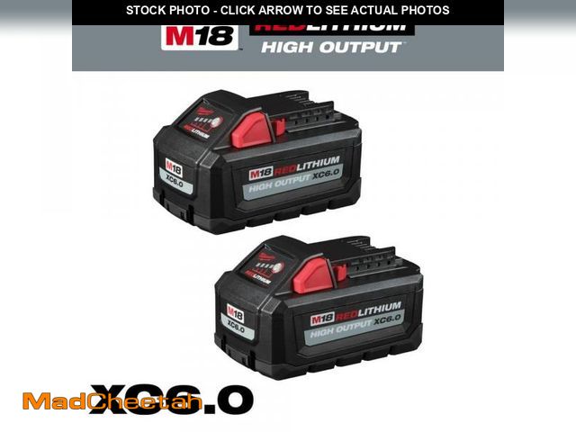 Lot 74-11826506 - (MISSING ONE BATTERY) Milwaukee M18 18-Volt Lithium-Ion High Output 6.0Ah Battery Pack (2-Pack) - US...