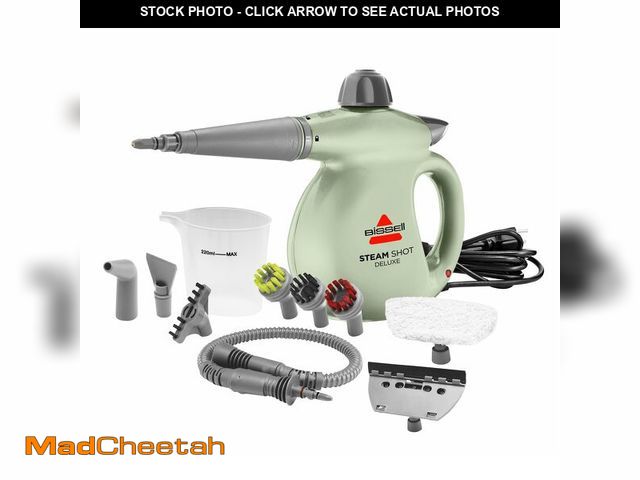 Lot 74-13801164 - BISSELL Steam Shot Deluxe handheld pressurized steamer for maintenance cleaning with 10 cleaning too...