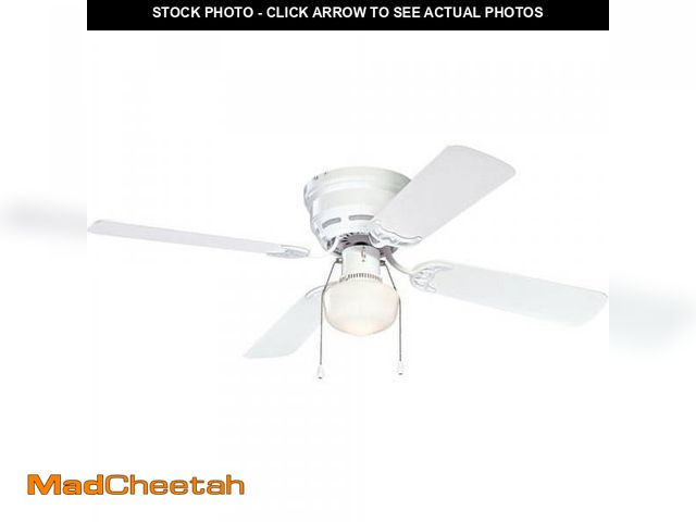 Lot 74-12533553 - Mainstays 42" White Incandescent Flushmount Hugger Ceiling Fan with Glass Kit - UNUSED