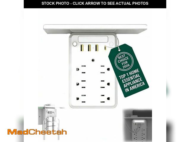 Lot 74-14383760 - Outlet Shelf Wall Bathroom Extender with Cord Storage USB Charging Ports Extendable Snap Night Light...
