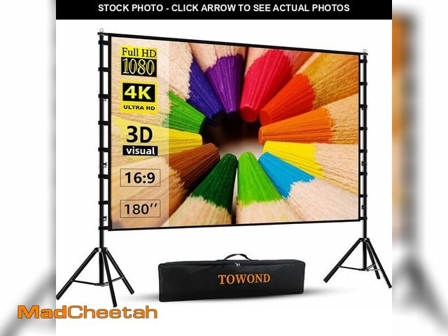 Lot 74-14368041 - TOWOND Projector Screen and Stand, 180 inch Outdoor Projector Screen 15 FT Large Projection Screen, ...