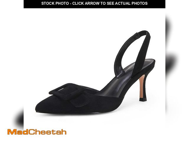 Lot 74-13541785 - Coutgo Womens Slingback Heels Kitten Heel Pumps Dress Shoes Sling Back Closed Pointed Toe Suede Wedd...