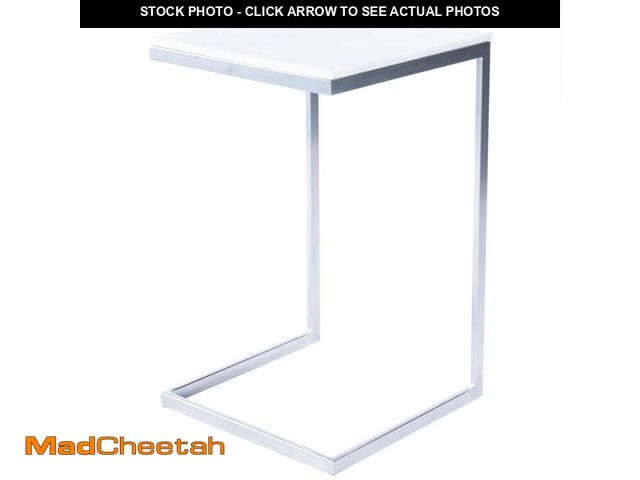 Lot 74-12558289 - Butler Specialty Company Lawler 16 in. W Silver/White C-Shape Marble and Metal Side Table - UNUSED